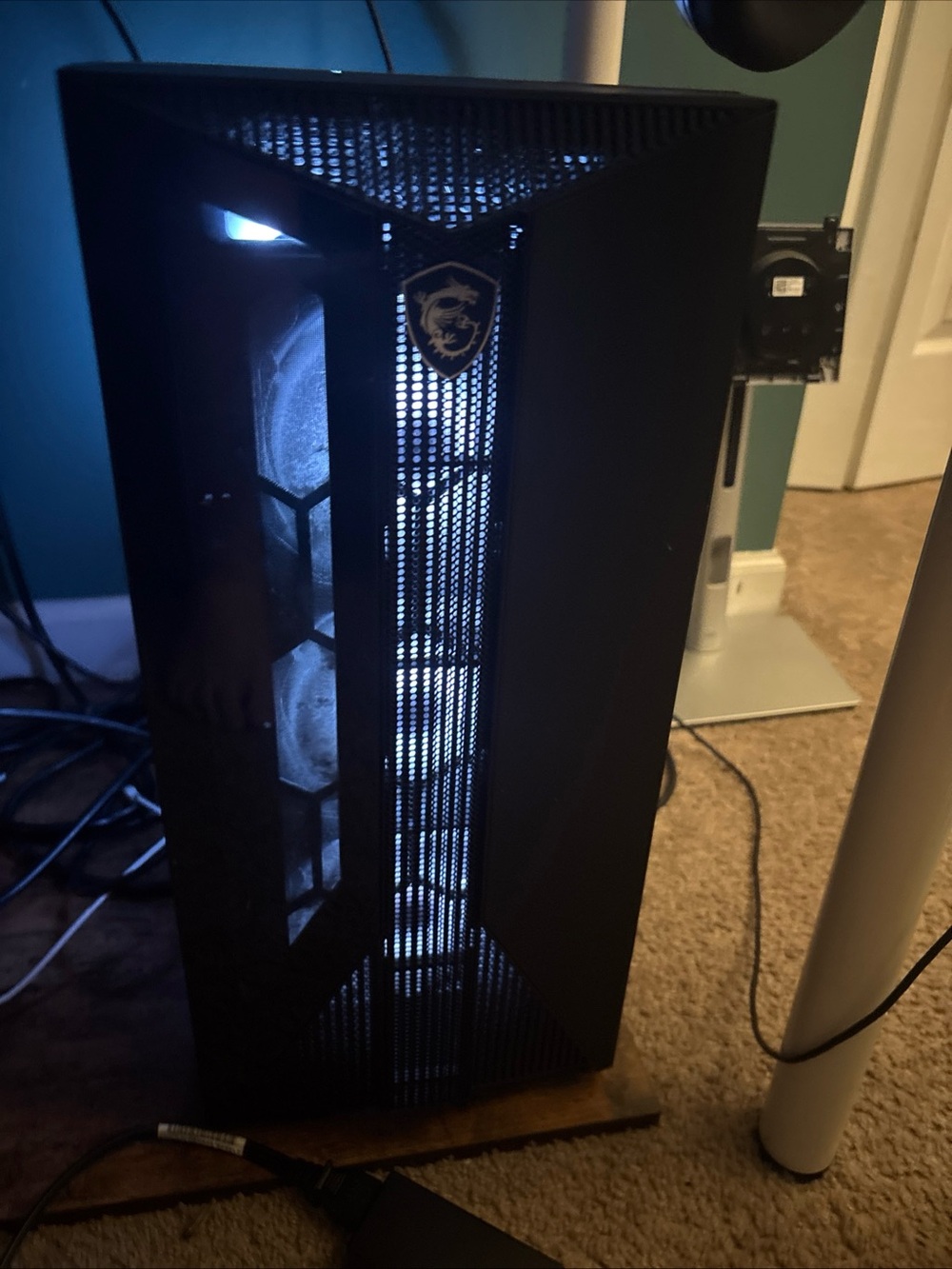 MSI Black PC Case with Blue LED Accent Lighting